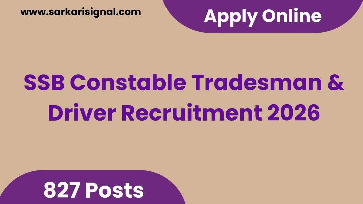 SSB Constable Tradesman & Driver Recruitment 2026