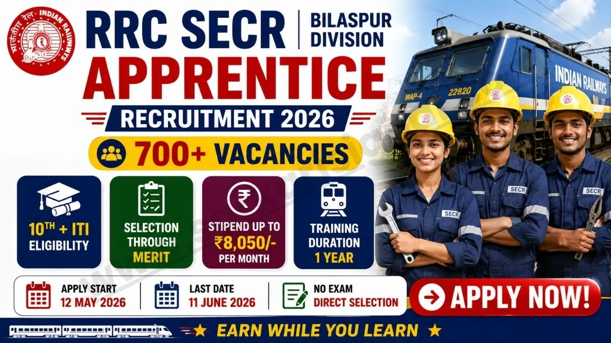 Bilaspur RRC SECR Apprentice Recruitment 2026