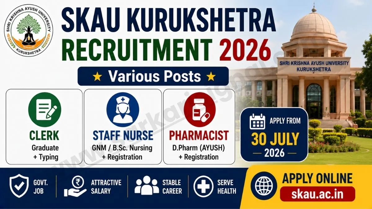 Kurukshetra SKAU Clerk, Staff Nurse, Pharmacist