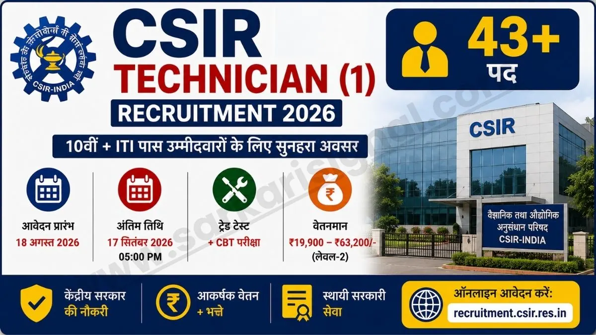CSIR Technician (1) Recruitment 2026