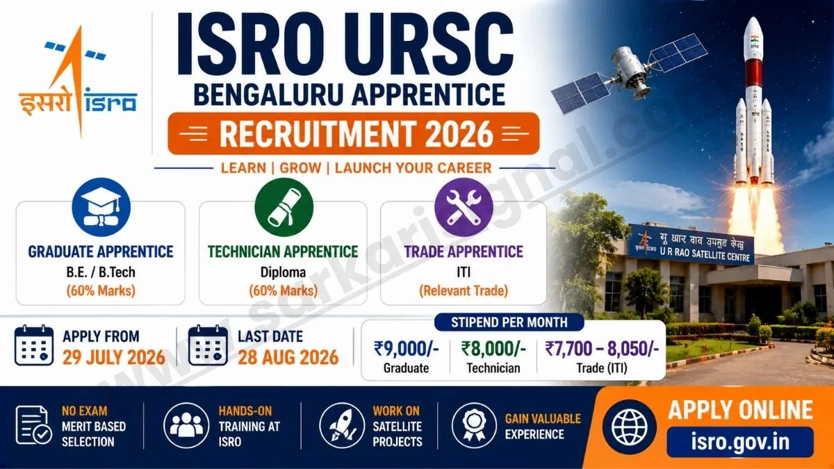 ISRO URSC Bengaluru Apprentice Recruitment 2026