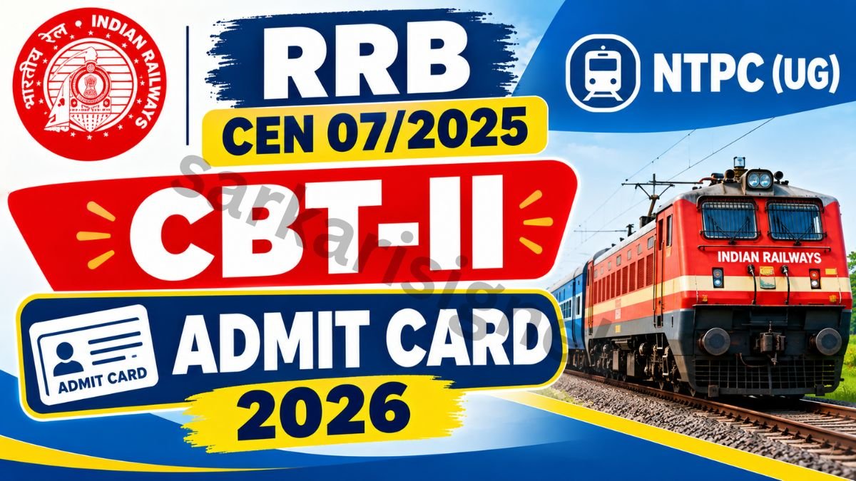 RRB CEN 072025 NTPC (UG) CBT-II Admit Card 2026
