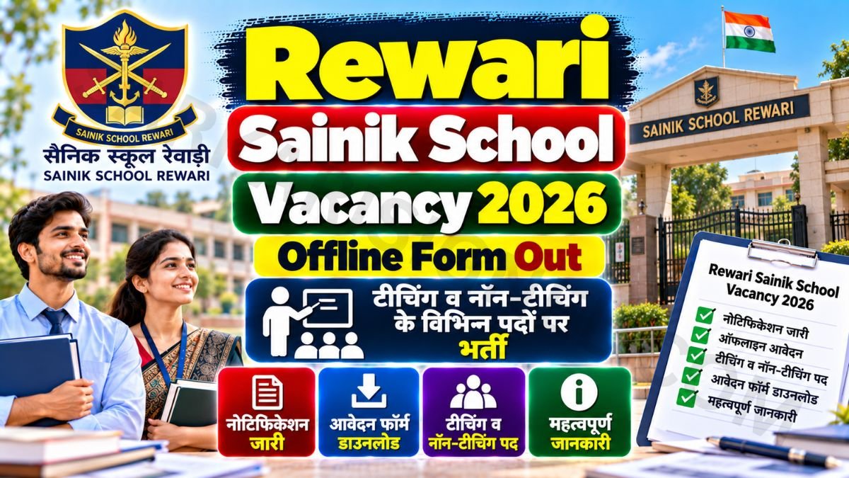 Rewari Sainik School Vacancy 2026 Offline Form Out